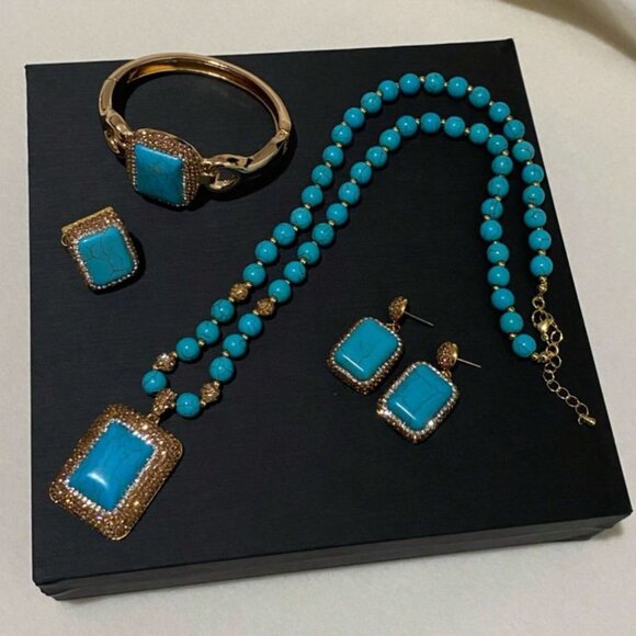 Turquoise and Gold Jewelry Set: Necklace Only, NWT - Picture 3 of 8